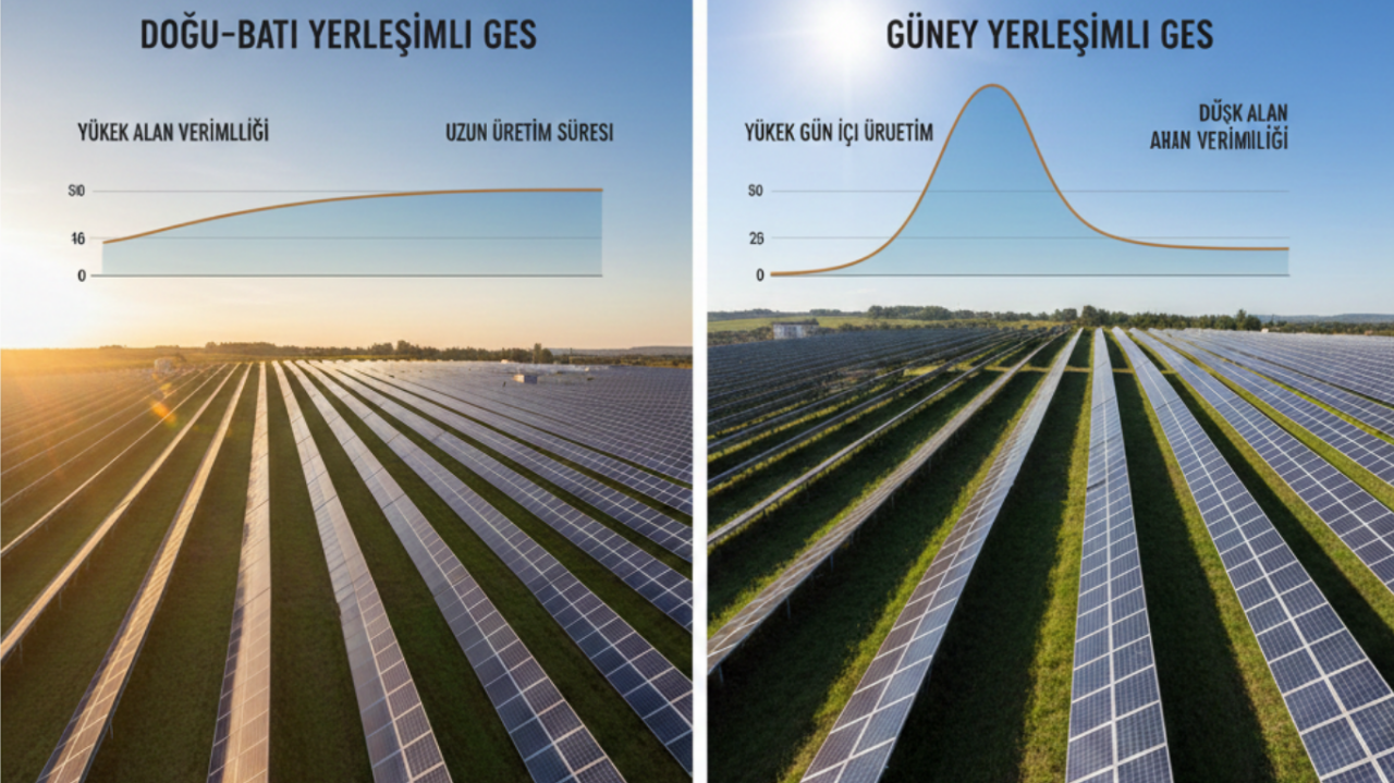 Doğu-Batı vs. Güney Yerleşimli GES: Alan Verimliliği ve Gün İçi Üretim Dengesi Analizi