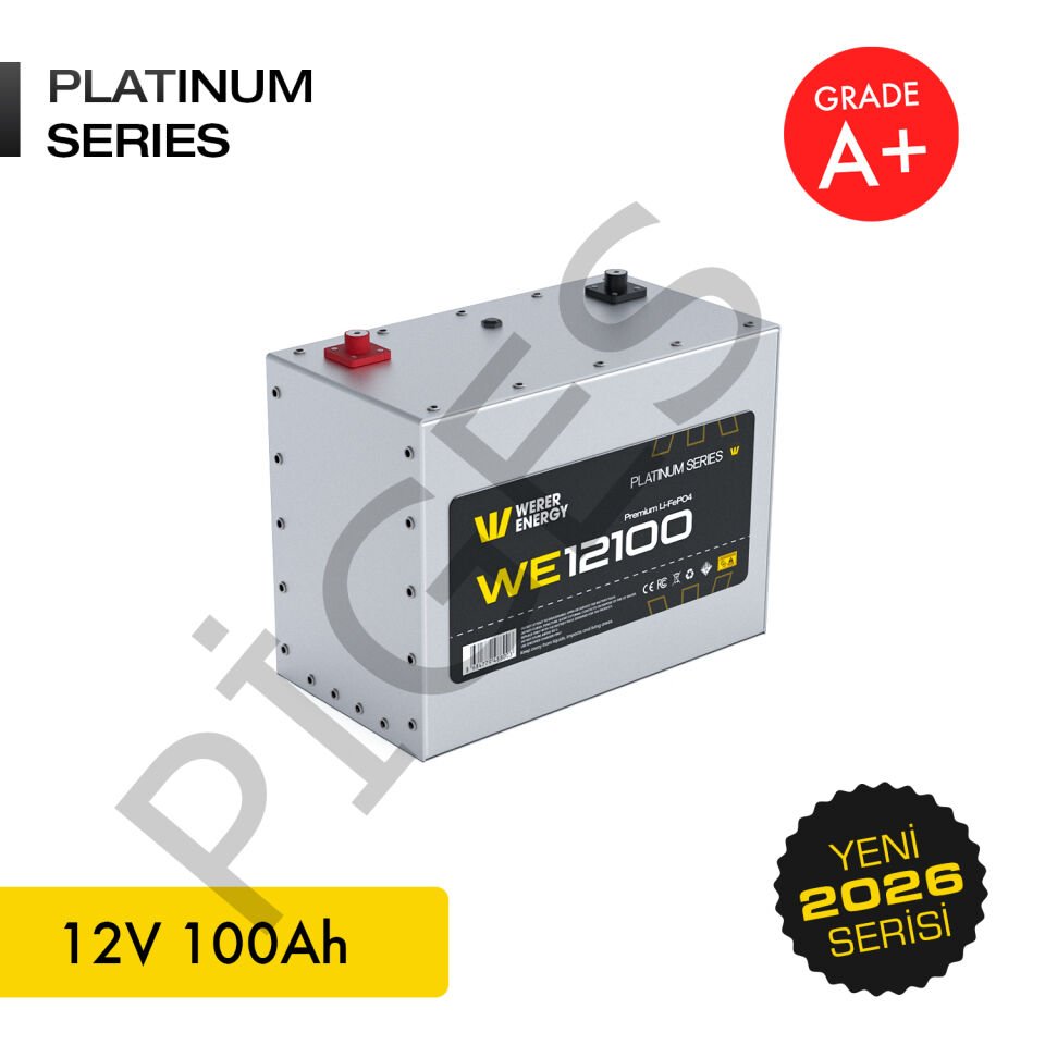 WERER ENERGY 12V | 100 AH LiFePO4 Lityum Demir Fosfat Batarya/Akü – Bluetooth