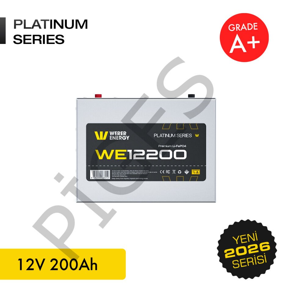 WERER ENERGY 12V | 200 AH LiFePO4 Lityum Demir Fosfat Batarya/Akü – Bluetooth