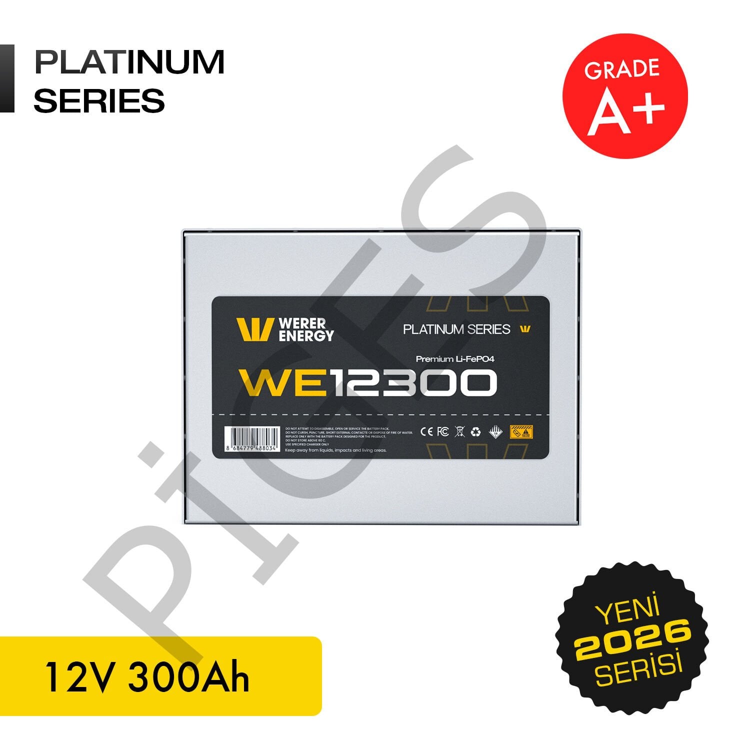 WERER ENERGY 12V | 300 AH LiFePO4 Lityum Demir Fosfat Batarya/Akü – Bluetooth