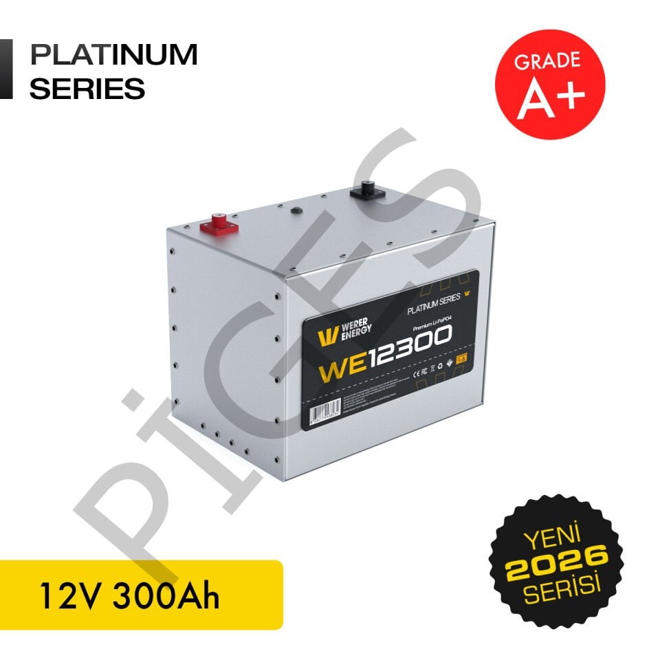 WERER ENERGY 12V | 300 AH LiFePO4 Lityum Demir Fosfat Batarya/Akü – Bluetooth