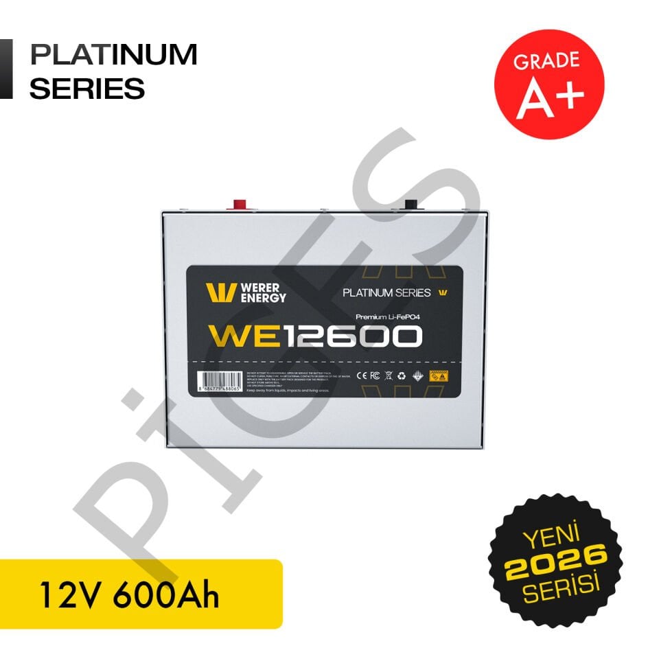 WERER ENERGY 12V | 600 AH LiFePO4 Lityum Demir Fosfat Batarya/Akü – Bluetooth