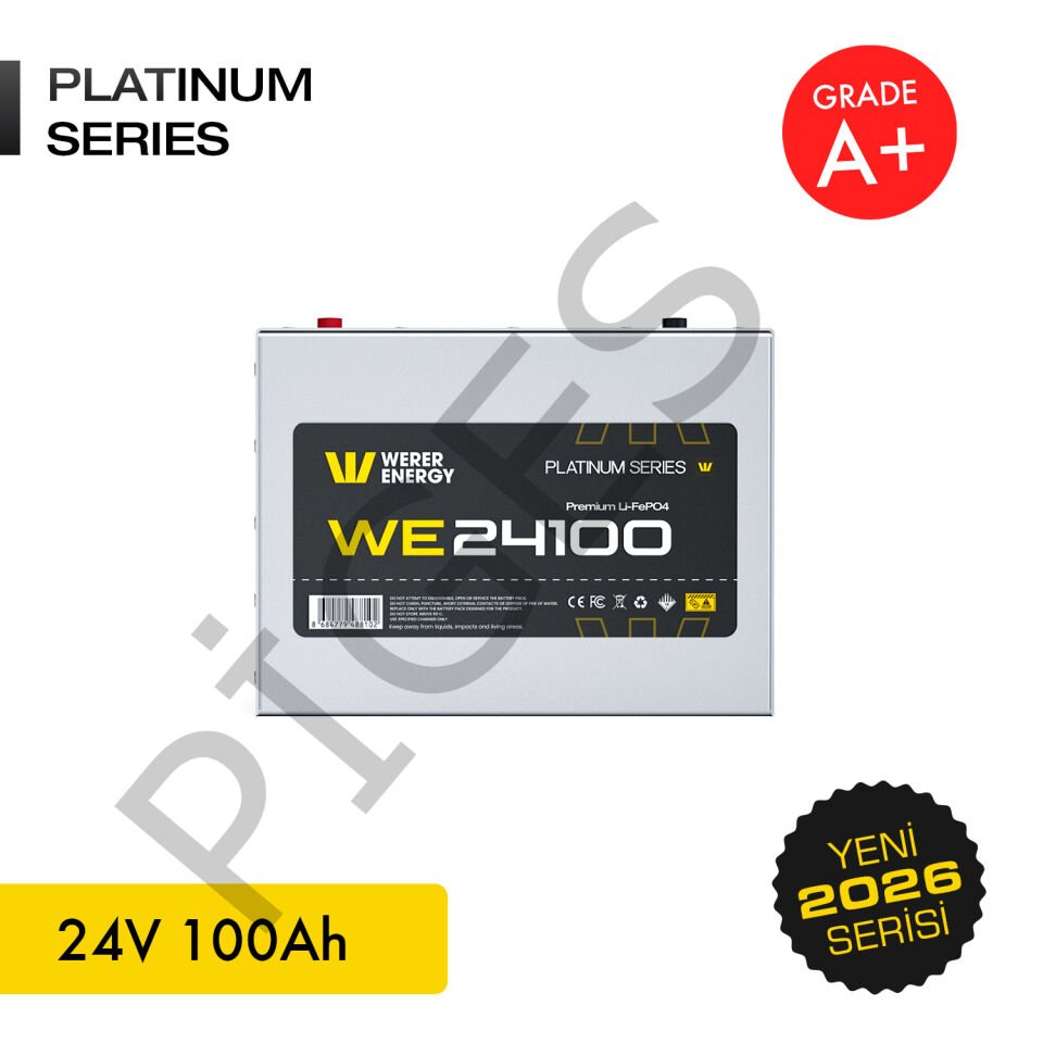 WERER ENERGY 24V | 100 AH LiFePO4 Lityum Demir Fosfat Batarya/Akü – Bluetooth