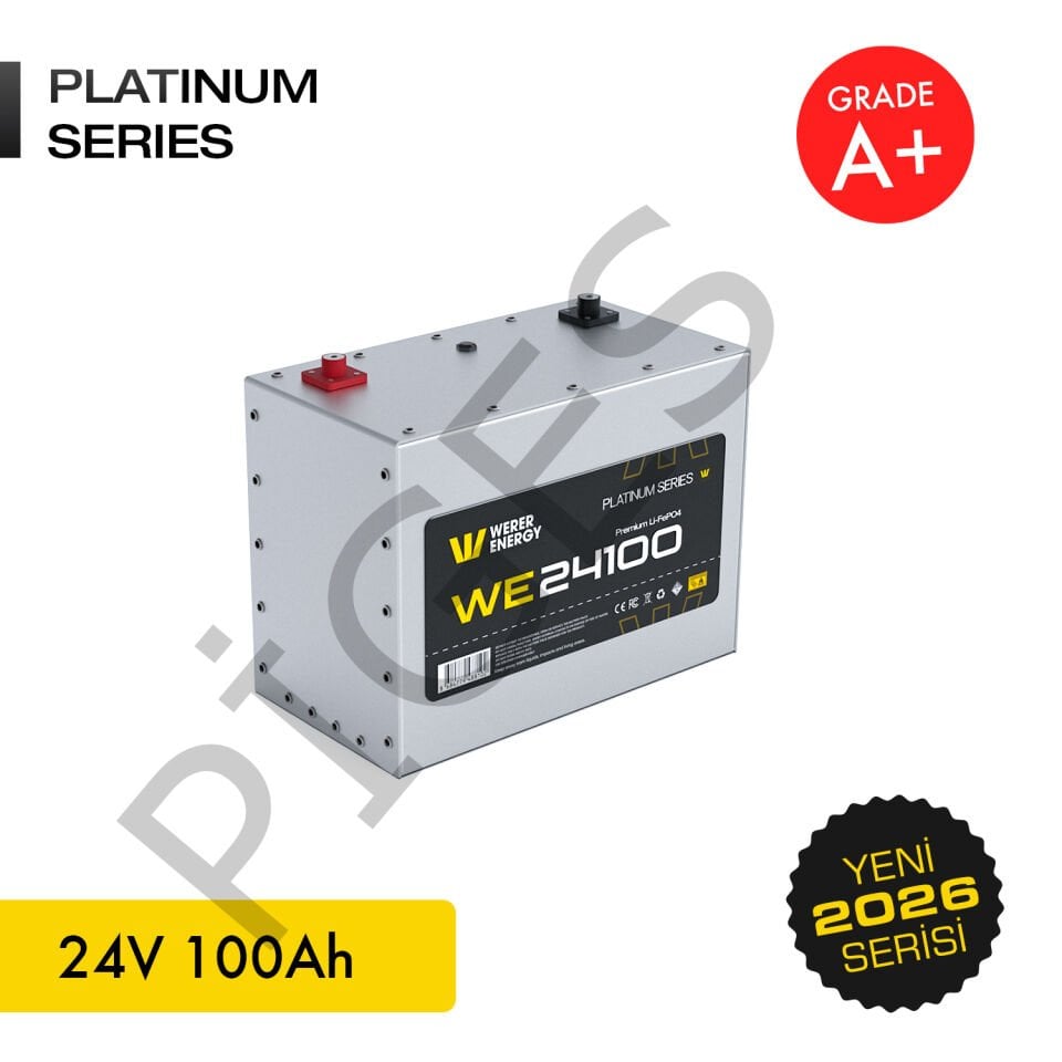 WERER ENERGY 24V | 100 AH LiFePO4 Lityum Demir Fosfat Batarya/Akü – Bluetooth