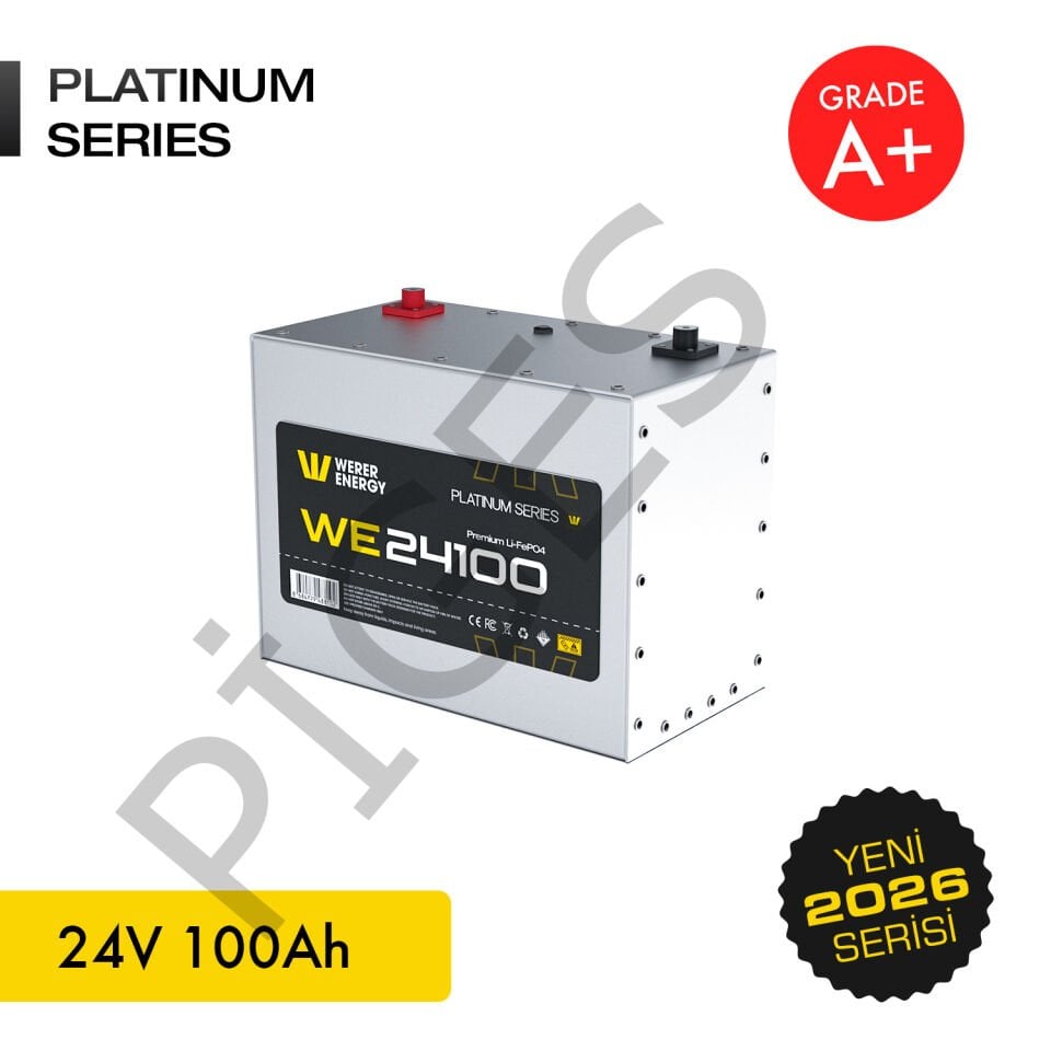 WERER ENERGY 24V | 100 AH LiFePO4 Lityum Demir Fosfat Batarya/Akü – Bluetooth