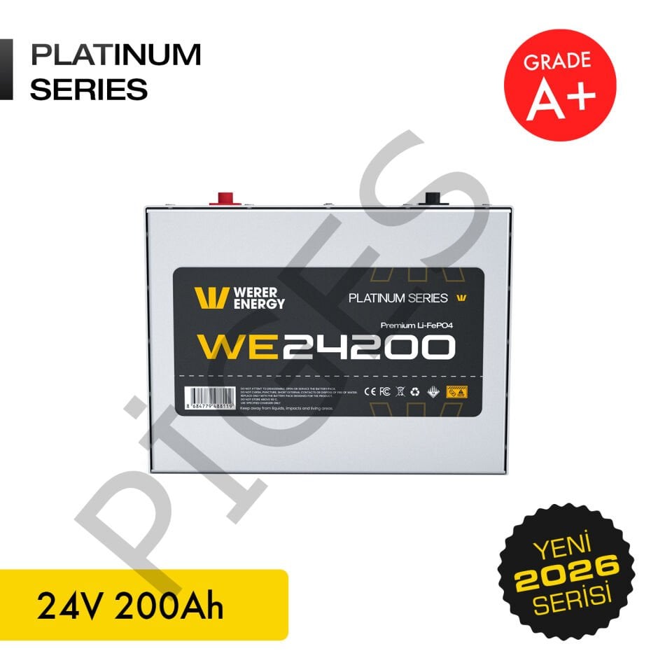 WERER ENERGY 24V | 200 AH LiFePO4 Lityum Demir Fosfat Batarya/Akü – Bluetooth