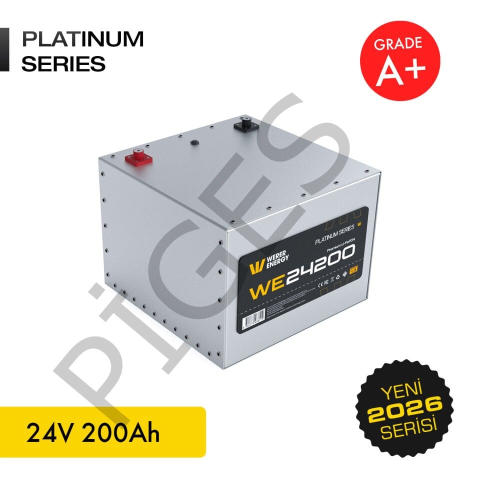 WERER ENERGY 24V | 200 AH LiFePO4 Lityum Demir Fosfat Batarya/Akü – Bluetooth