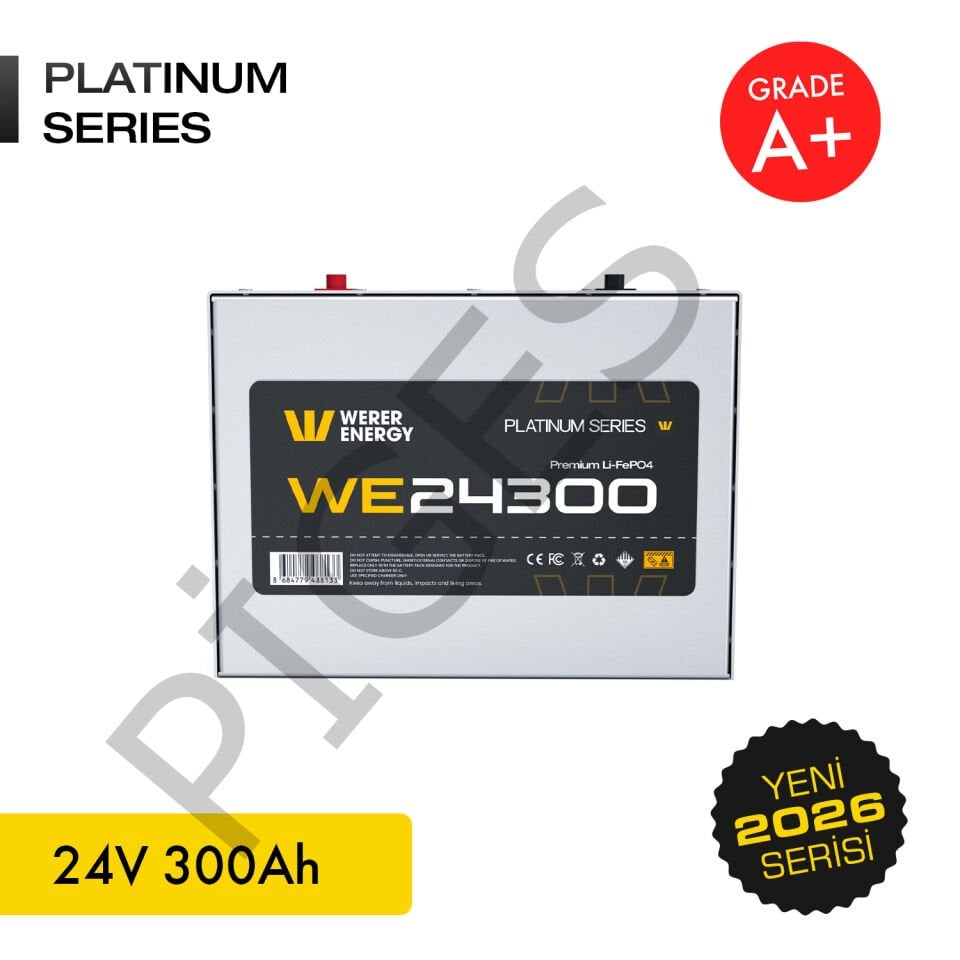WERER ENERGY 24V | 300 AH LiFePO4 Lityum Demir Fosfat Batarya/Akü – Bluetooth