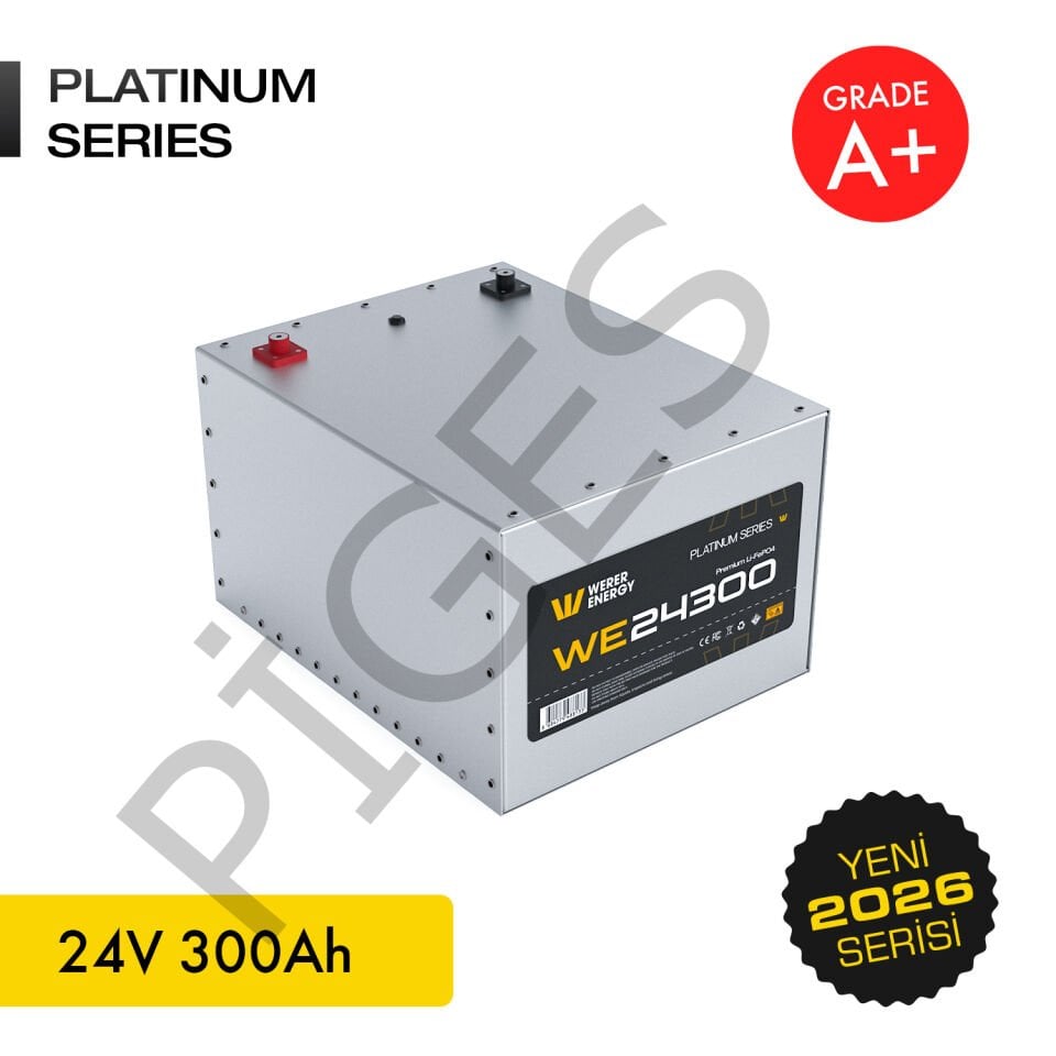 WERER ENERGY 24V | 300 AH LiFePO4 Lityum Demir Fosfat Batarya/Akü – Bluetooth