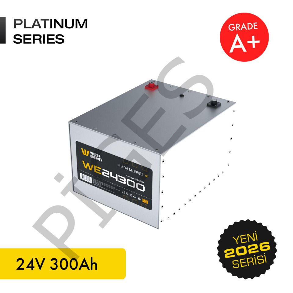 WERER ENERGY 24V | 300 AH LiFePO4 Lityum Demir Fosfat Batarya/Akü – Bluetooth